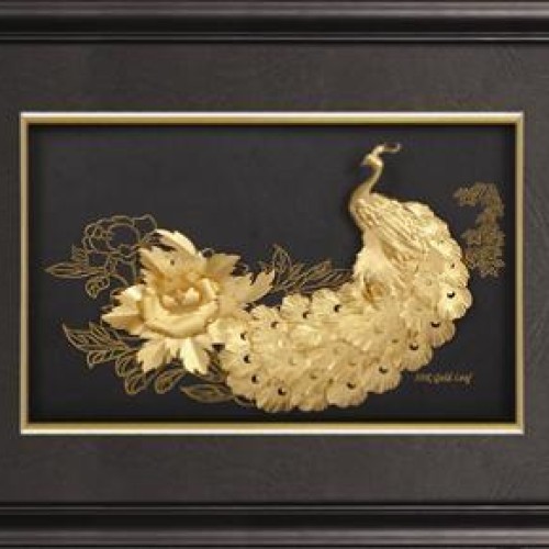 3D gold leaf peacock