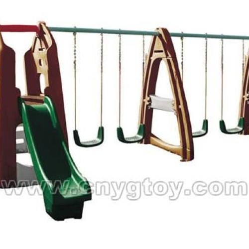 Four-seat plastic swing combined slide